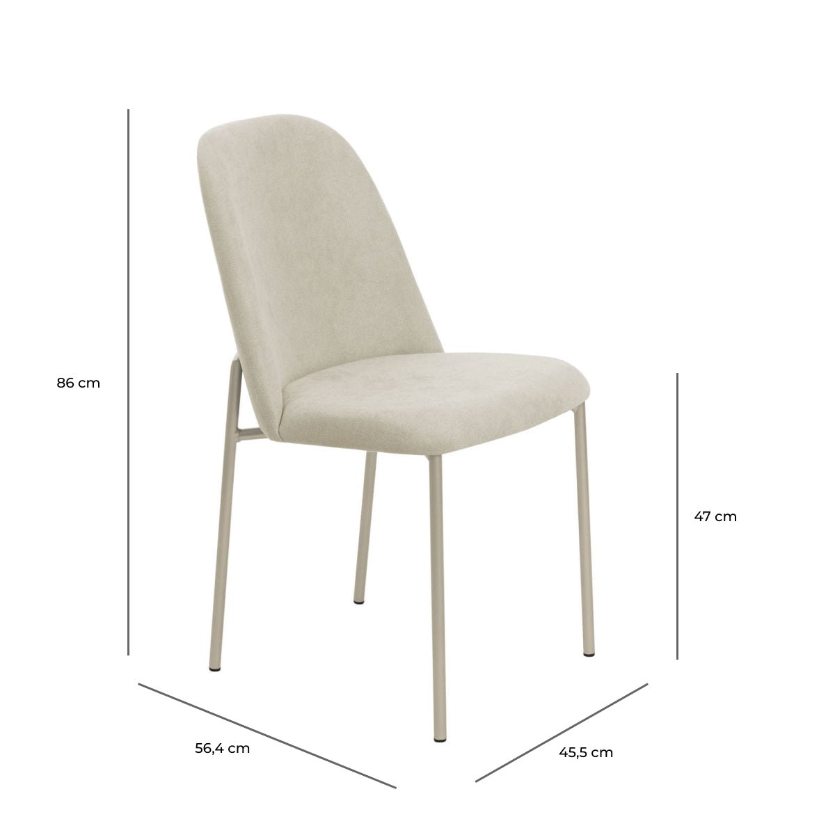 Conjunto de 2 Cadeiras de Aço Estofada Lucille Champanhe com Soft Palha - Província - Cadeiras de Jantar