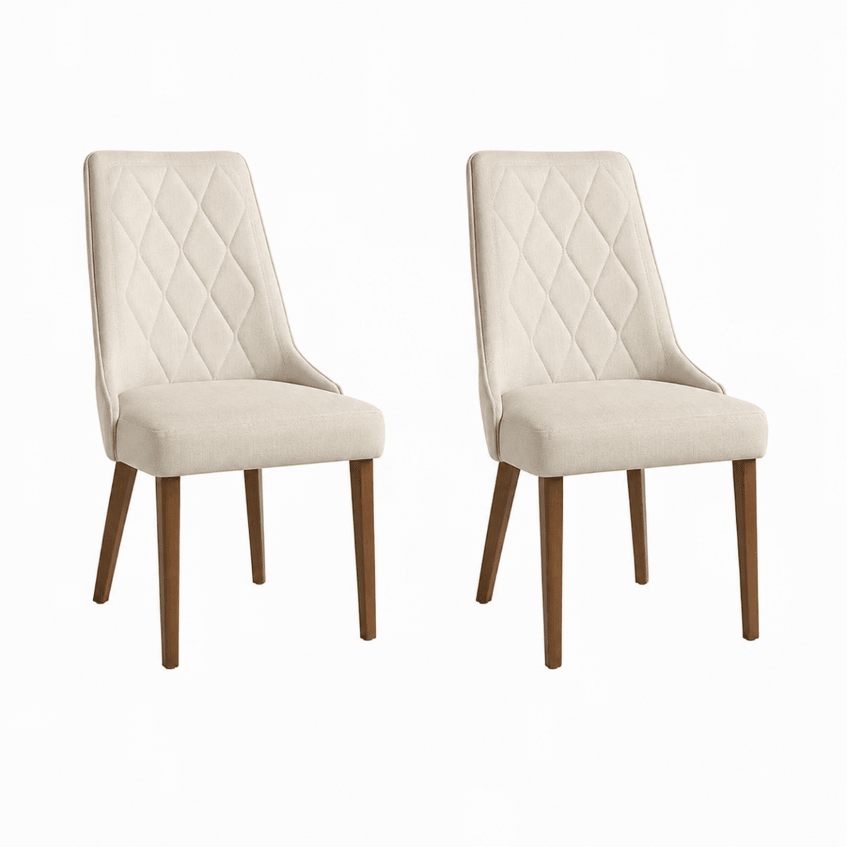 Conjunto de 2 Cadeiras de Madeira Maciça Carlton Natural com Linho Off White - Província -