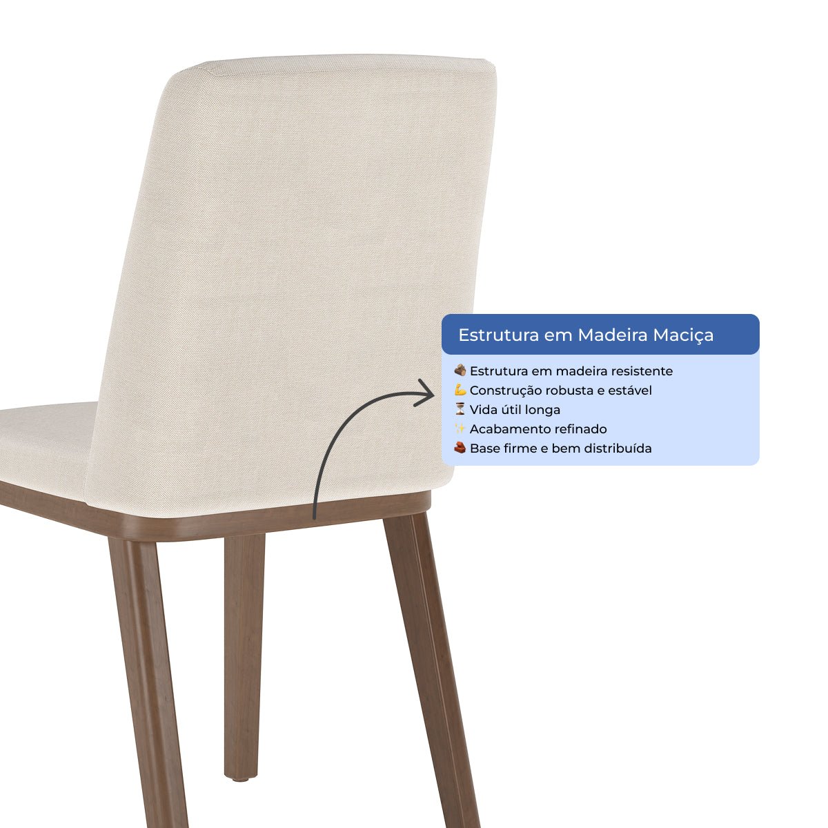 Conjunto de 2 Cadeiras de Madeira Maciça Kalina - Província - Cadeiras de Jantar