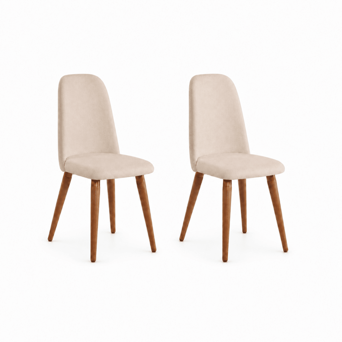 Conjunto de 2 Cadeiras de Madeira Maciça New Drop Natural com Linho Off-White e Cobre - Província - Cadeiras de Jantar