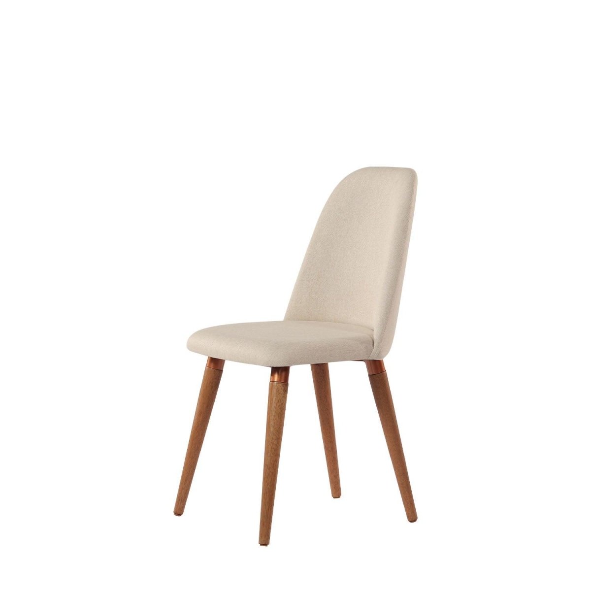 Conjunto de 2 Cadeiras de Madeira Maciça New Drop Natural com Linho Off-White e Cobre - Província - Cadeiras de Jantar