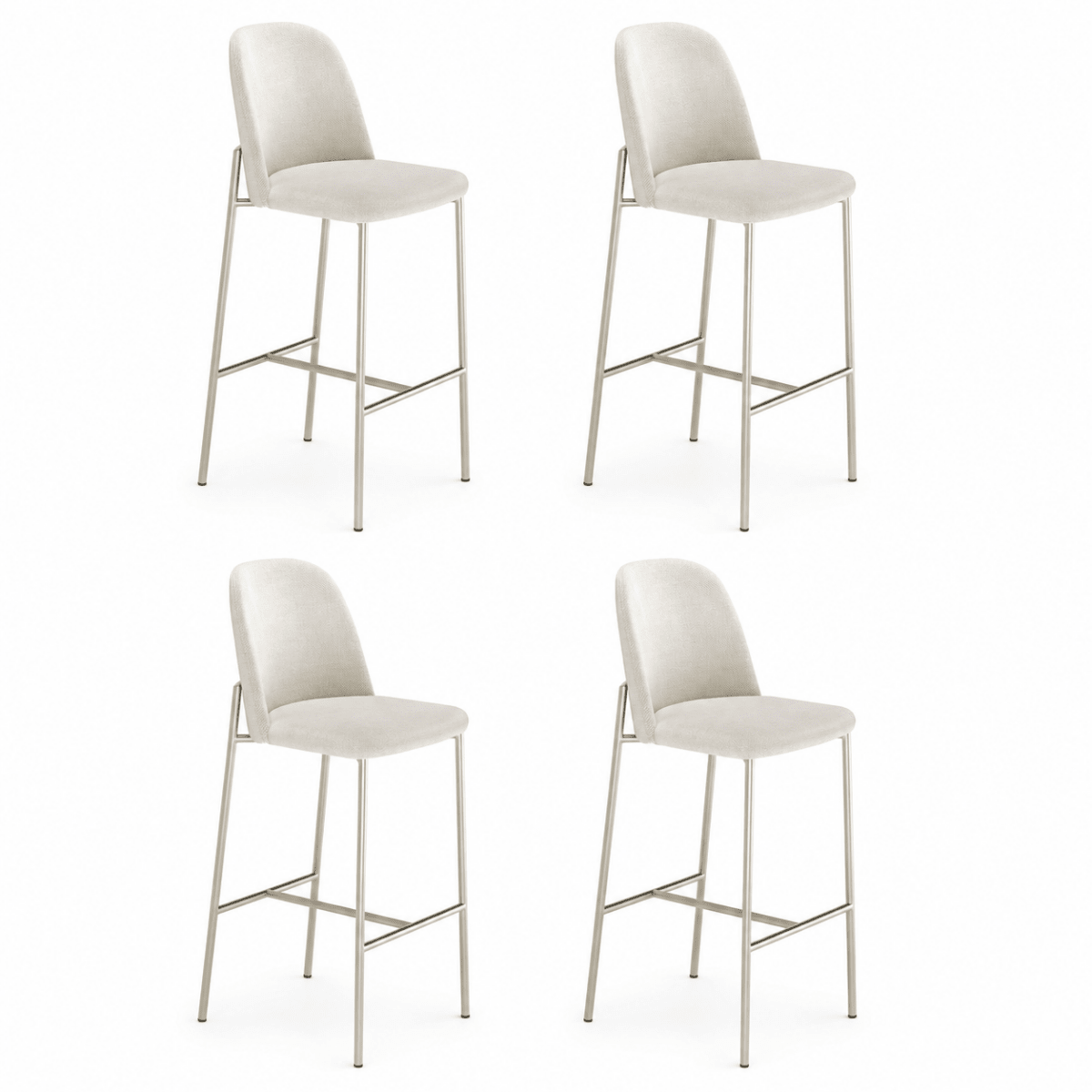 Conjunto de 4 Banquetas Altas de Aço Estofada Lucille - Província - Banquetas