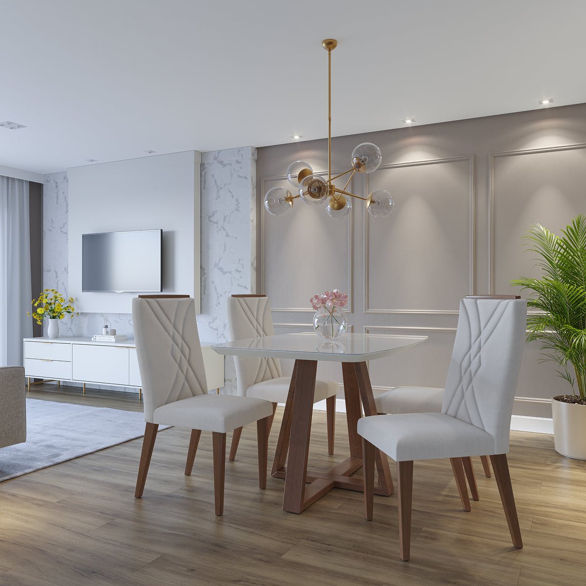 Conjunto de 4 Cadeiras de Madeira Maciça Megan - Província - 