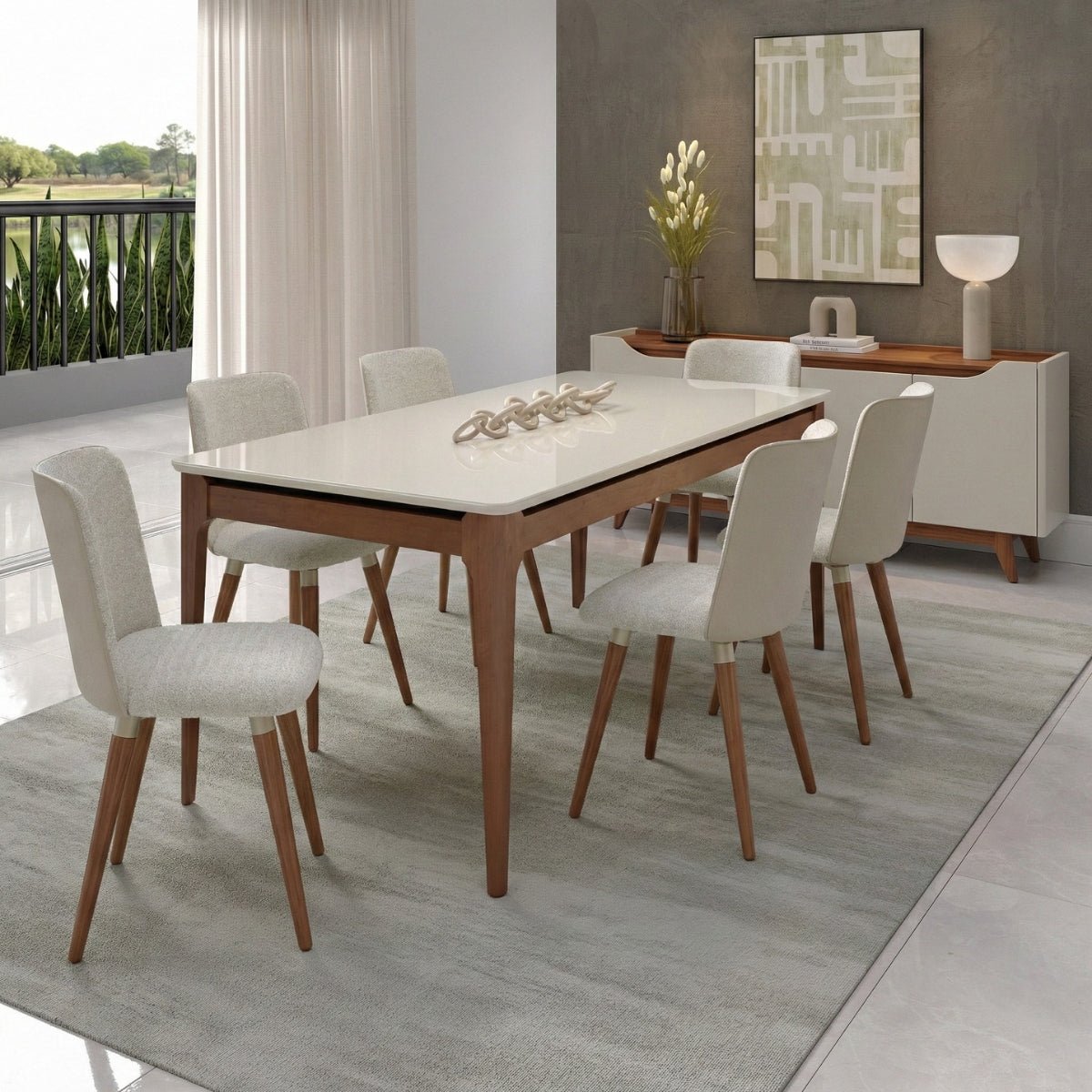 Conjunto de 4 Cadeiras Giratórias de Madeira Maciça Dakota - Província - 