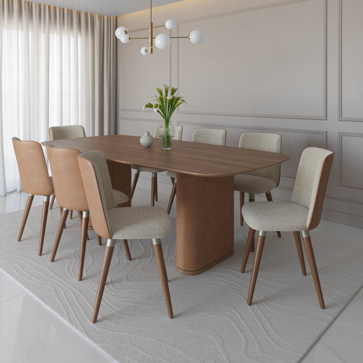 Conjunto de 4 Cadeiras Giratórias de Madeira Maciça Dakota - Província - 