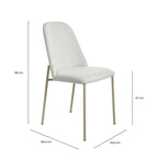 Conjunto de 6 Cadeiras de Aço Estofada Lucille Champanhe com Linho Off - White - Província - 