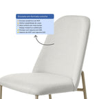 Conjunto de 6 Cadeiras de Aço Estofada Lucille Champanhe com Linho Off - White - Província - 