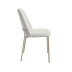 Conjunto de 6 Cadeiras de Aço Estofada Lucille Champanhe com Linho Off - White - Província - 