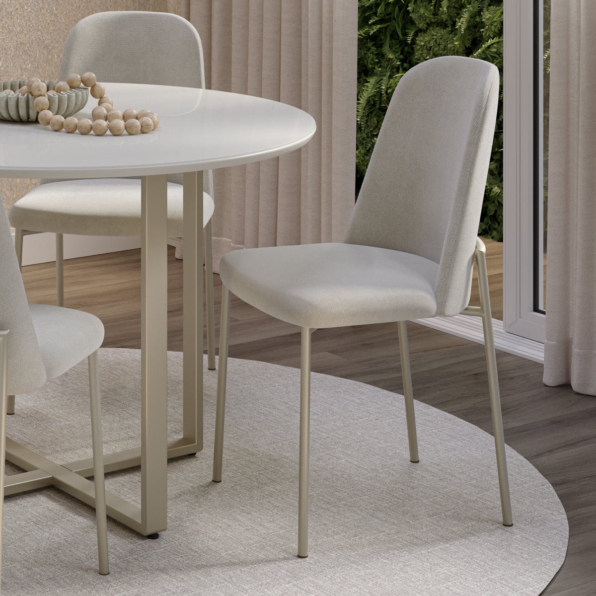 Conjunto de 6 Cadeiras de Aço Estofada Lucille Champanhe com Soft Palha - Província - 