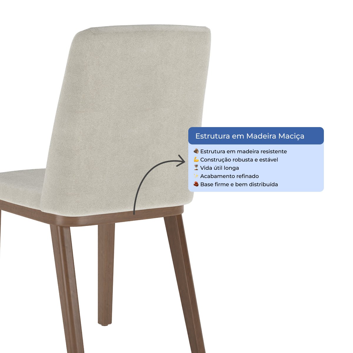 Conjunto de 6 Cadeiras de Madeira Maciça Kalina - Província - 