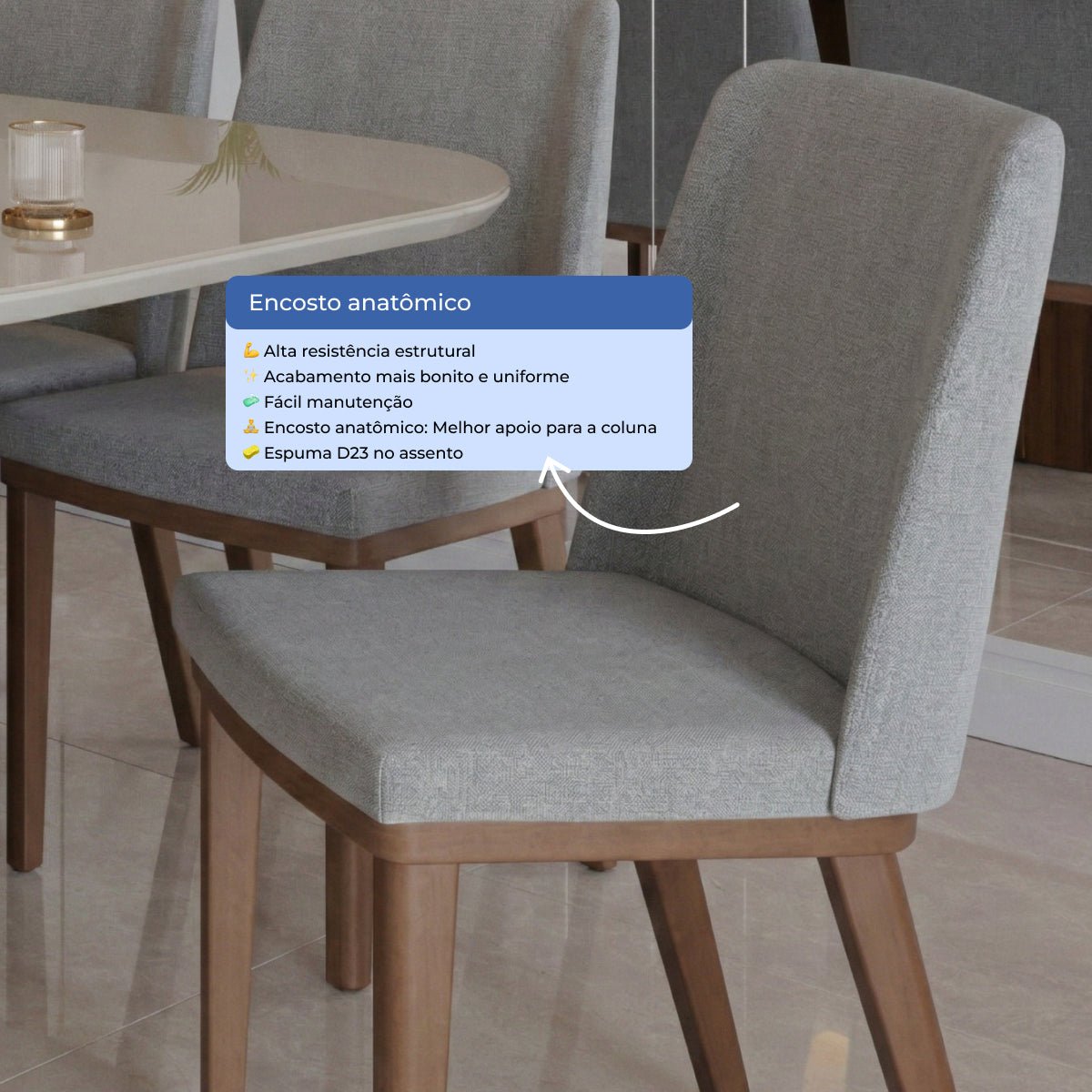 Conjunto de 6 Cadeiras de Madeira Maciça Kalina - Província - 