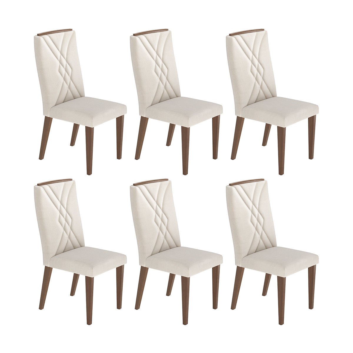 Conjunto de 6 Cadeiras de Madeira Maciça Megan - Província - 