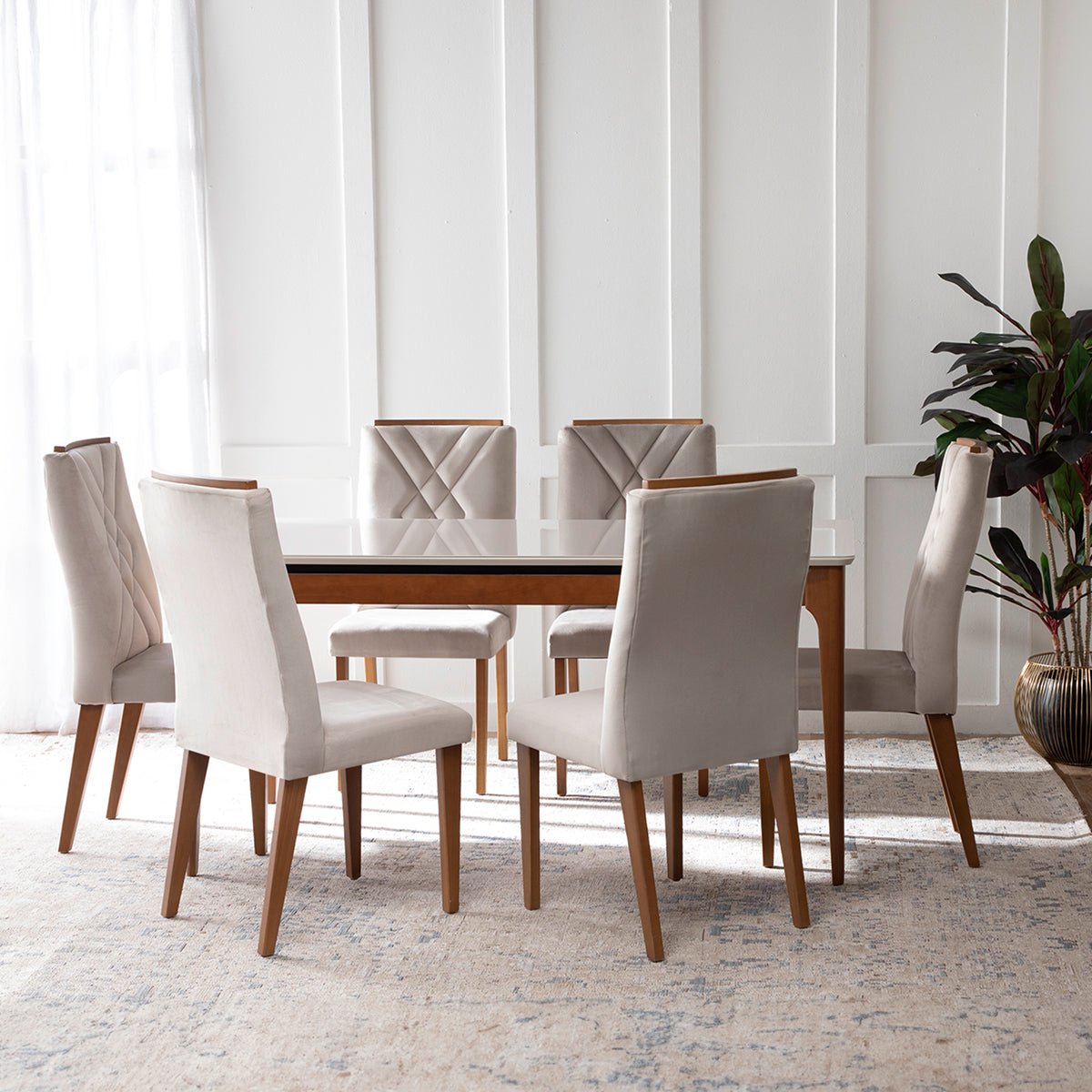 Conjunto de 6 Cadeiras de Madeira Maciça Megan - Província - 