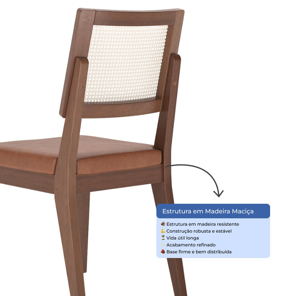 Conjunto de 6 Cadeiras de Madeira Maciça Saga Palhinha - Província - 