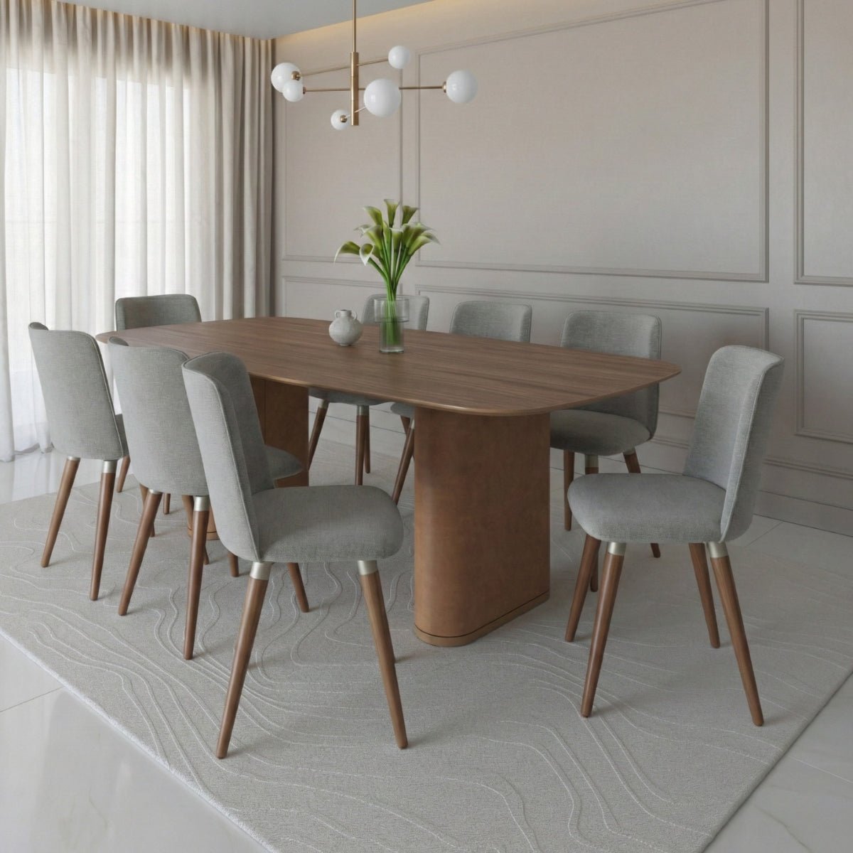 Conjunto de 6 Cadeiras Giratórias de Madeira Maciça Dakota - Província - 