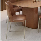 Conjunto de 8 Cadeiras de Aço Estofada Lucille Champanhe com PU Caramelo - Província - 