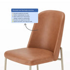 Conjunto de 8 Cadeiras de Aço Estofada Lucille Champanhe com PU Caramelo - Província - 