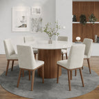 Conjunto de Jantar Mesa Redonda com Vidro com 6 Cadeiras Kalina - Província - Mesa 6 Cadeiras