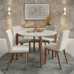 Conjunto de Jantar Mesa Redonda com Vidro Donatella 4 Cadeiras Kalina - Província - Mesa 4 Cadeiras