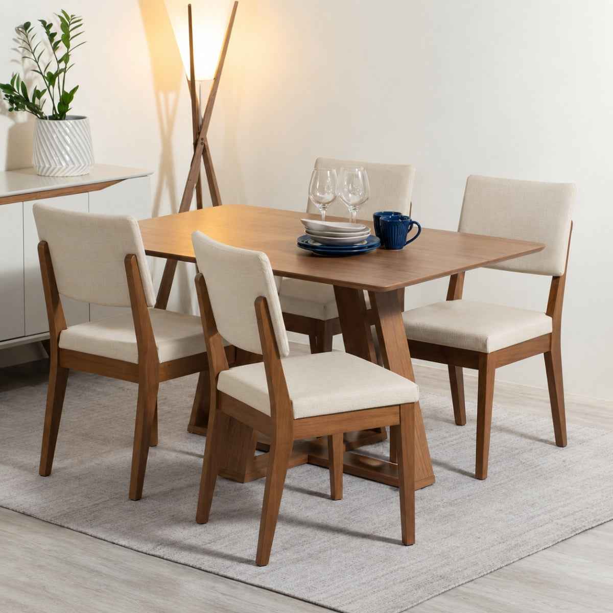Conjunto de Jantar Mesa Retangular Avena 4 Cadeiras New Ella - Província - Mesa 4 Cadeiras