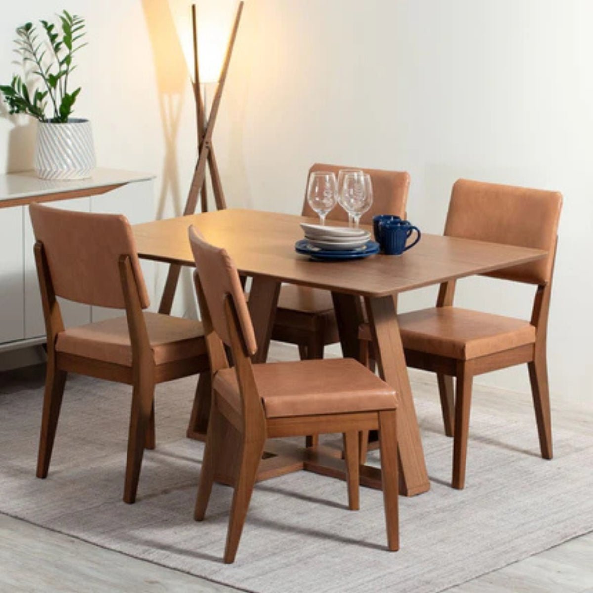 Conjunto de Jantar Mesa Retangular Avena 4 Cadeiras New Ella - Província - Mesa 4 Cadeiras