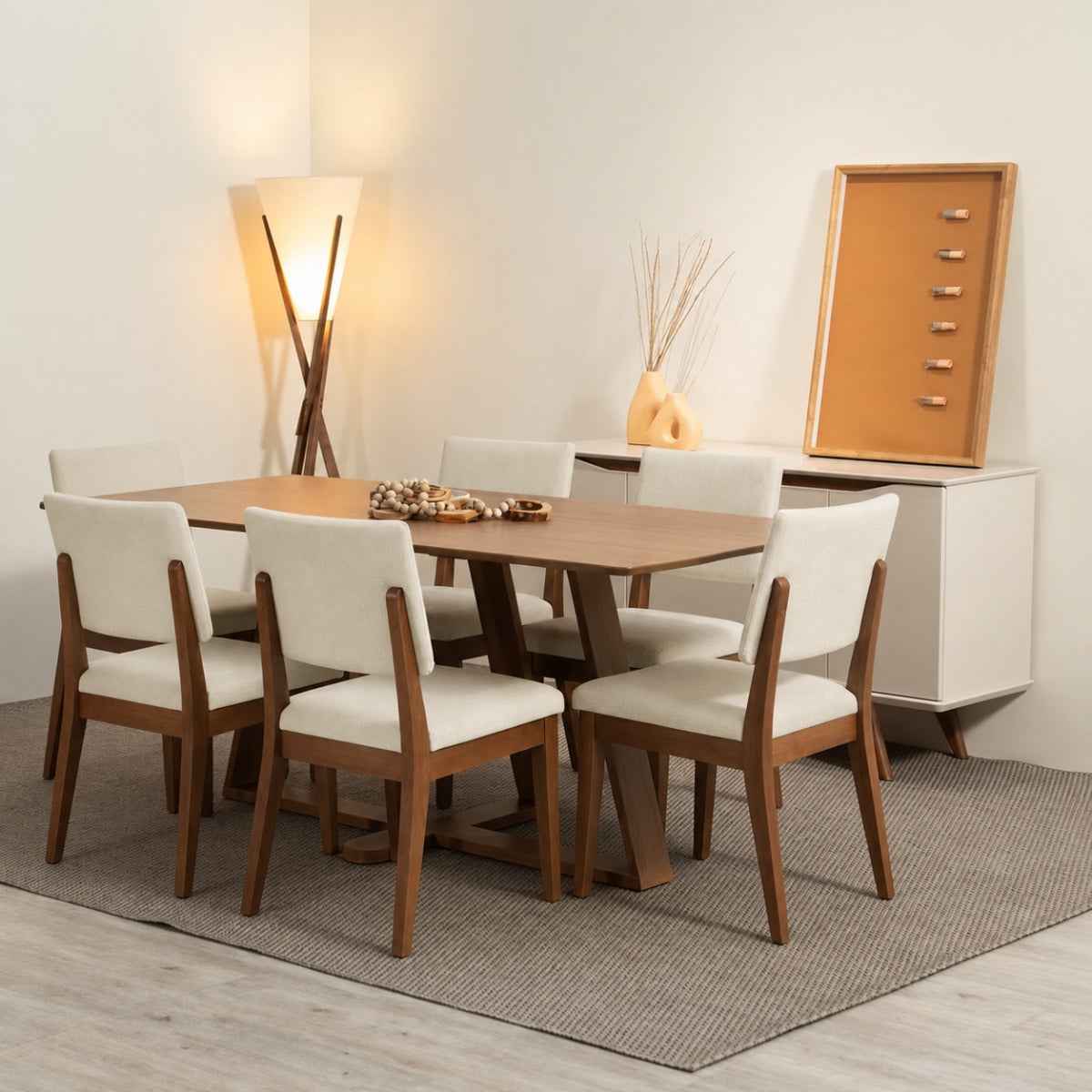 Conjunto de Jantar Mesa Retangular Avena 6 Cadeiras New Ella - Província - Mesa 6 Cadeiras