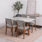 Conjunto de Jantar Mesa Retangular com Vidro Bennett 4 Cadeiras New Ella - Província - Mesa 4 Cadeiras