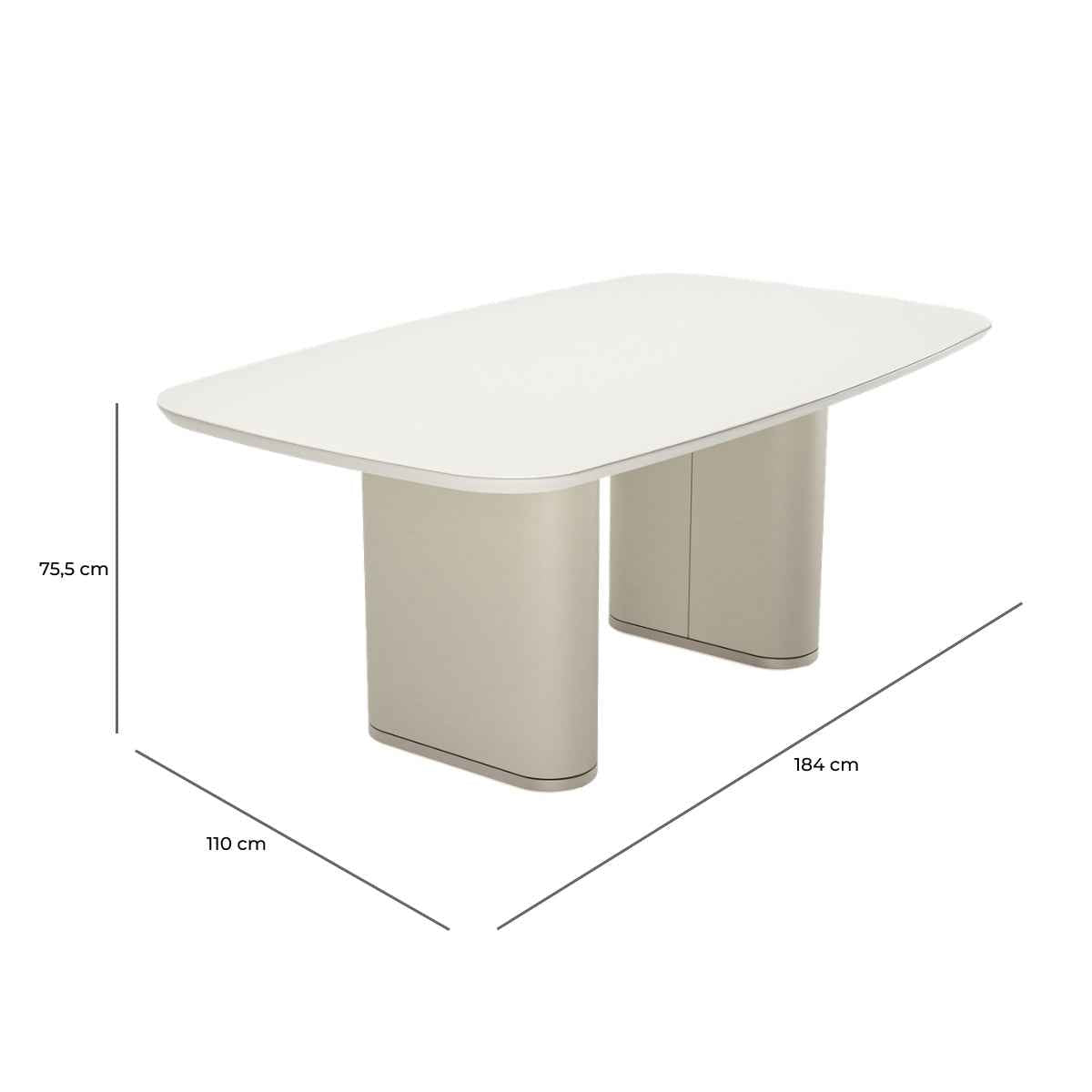 Conjunto de Jantar Mesa Retangular com Vidro Lintz 6 Cadeiras Giratórias Dakota Off White Bege e Champanhe - Província - Mesa 6 Cadeiras
