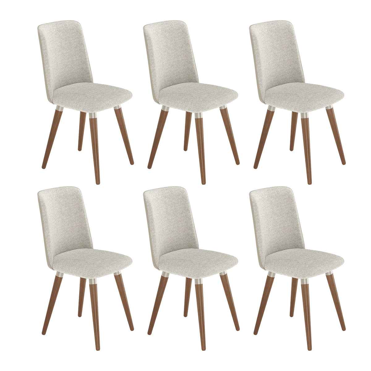 Conjunto de Jantar Mesa Retangular com Vidro Lintz 6 Cadeiras Giratórias Dakota Off White Bege e Champanhe - Província - Mesa 6 Cadeiras