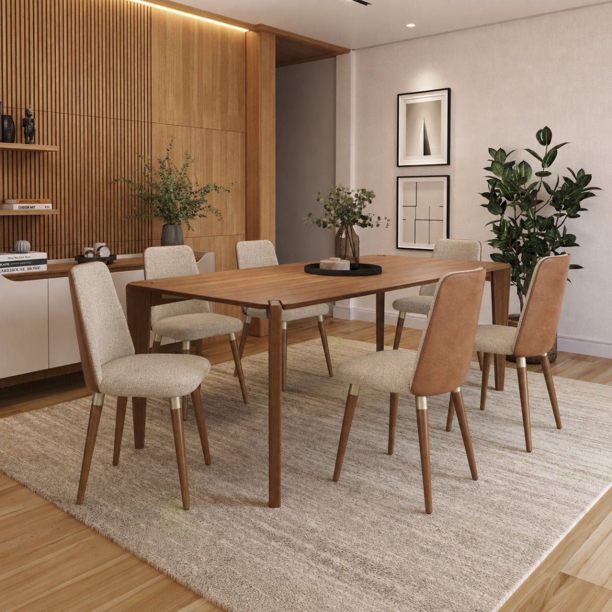 Conjunto de Jantar Mesa Retangular Harmony 6 Cadeiras Dakota - Província - Mesa 6 Cadeiras