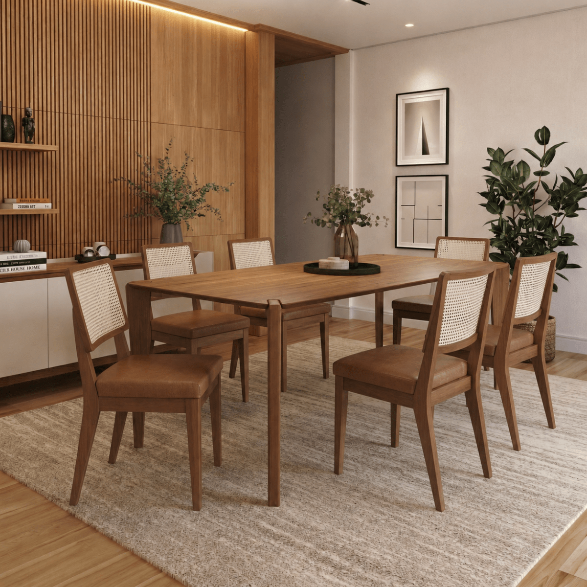 Conjunto de Jantar Mesa Retangular Harmony 6 Cadeiras Saga - Província - Mesa 6 Cadeiras