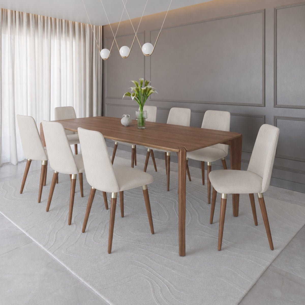 Conjunto de Jantar Mesa Retangular Harmony 8 Cadeiras Giratórias Dakota - Província - Mesa 8 Cadeiras