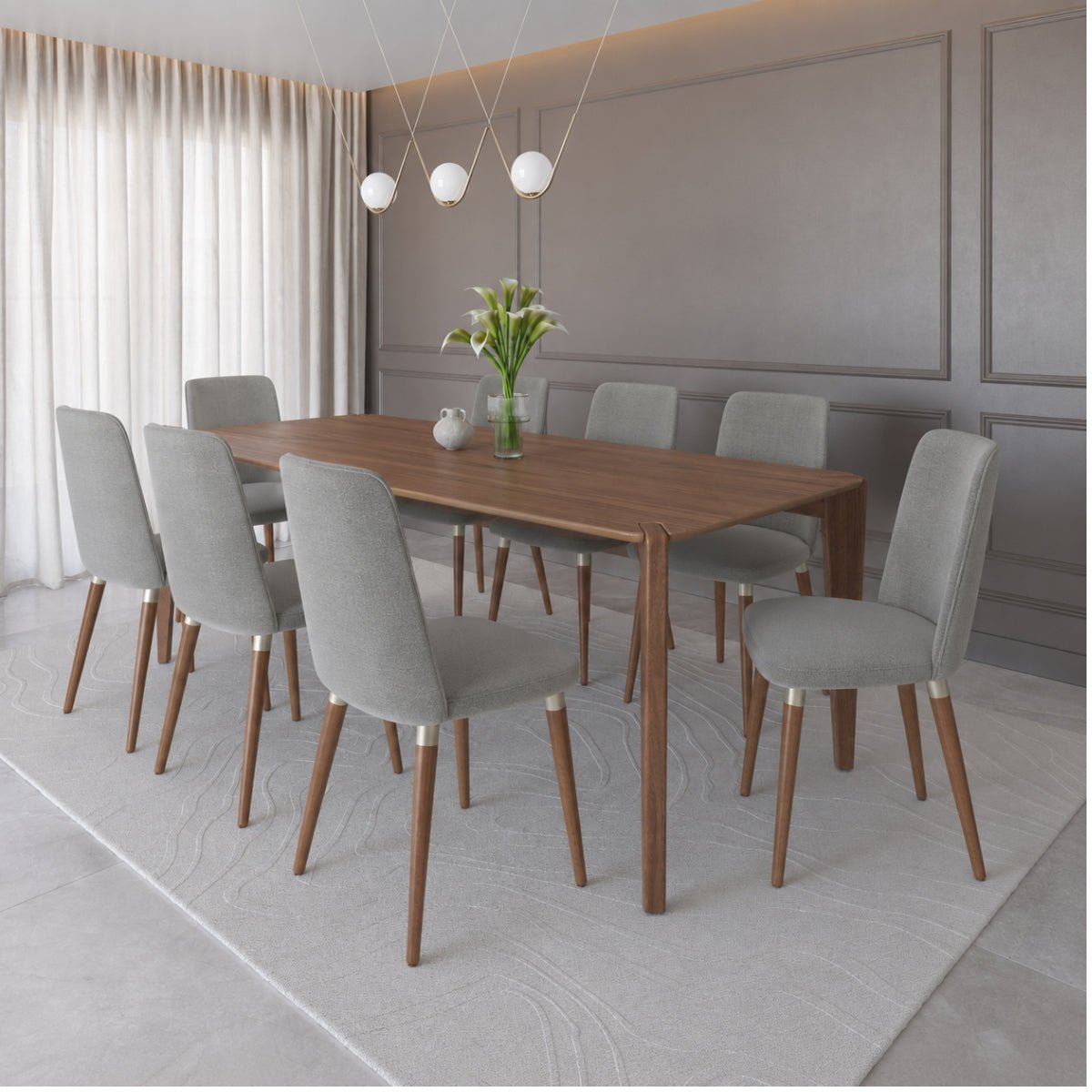 Conjunto de Jantar Mesa Retangular Harmony 8 Cadeiras Giratórias Dakota - Província - Mesa 8 Cadeiras