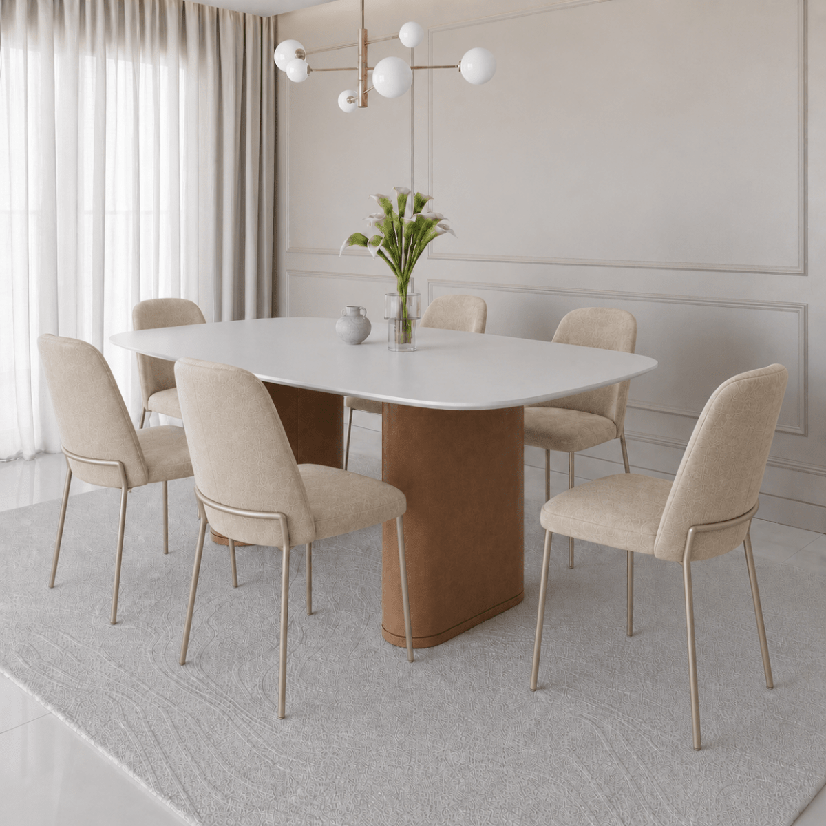 Conjunto de Jantar Mesa Retangular Lintz 6 Cadeiras Lucille - Província - Mesa 6 Cadeiras