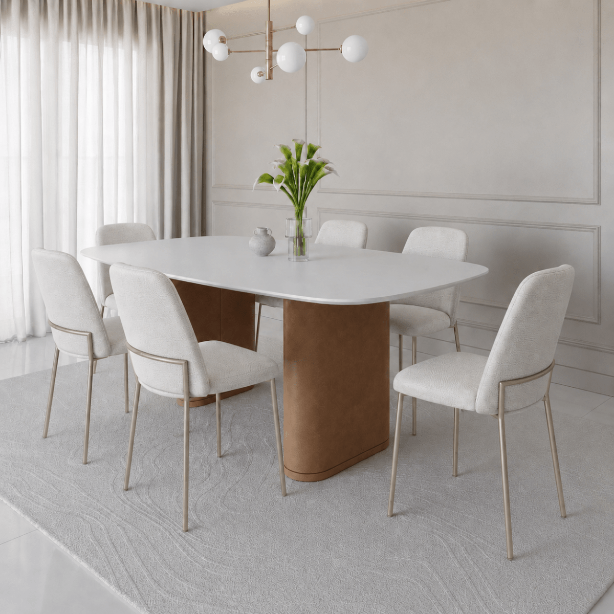 Conjunto de Jantar Mesa Retangular Lintz 6 Cadeiras Lucille - Província - Mesa 6 Cadeiras