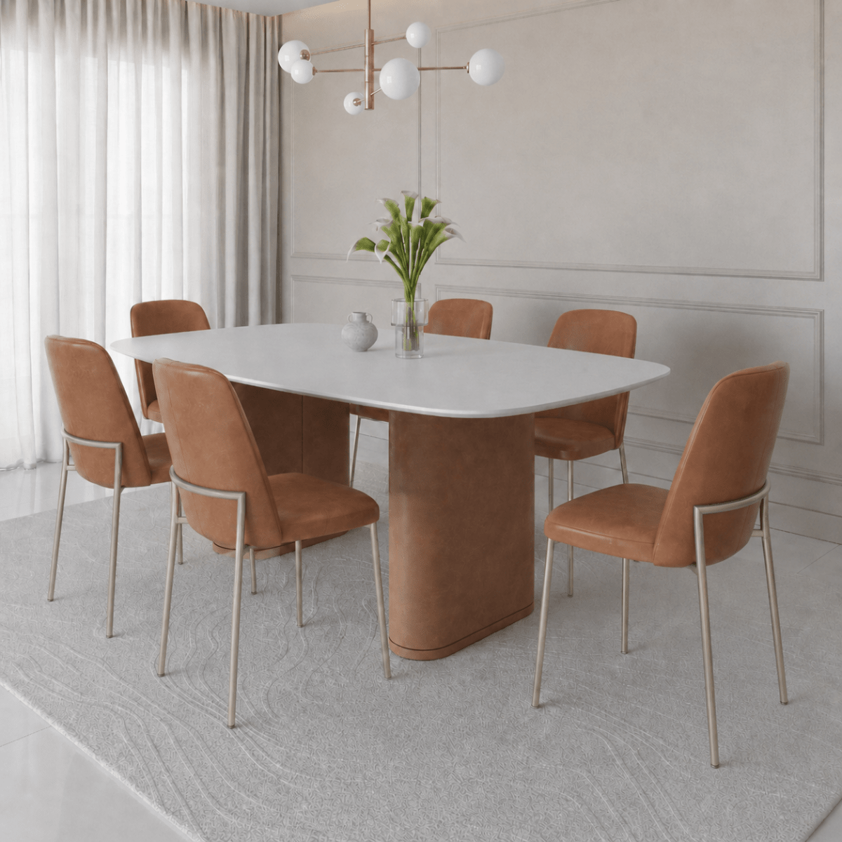 Conjunto de Jantar Mesa Retangular Lintz 6 Cadeiras Lucille - Província - Mesa 6 Cadeiras