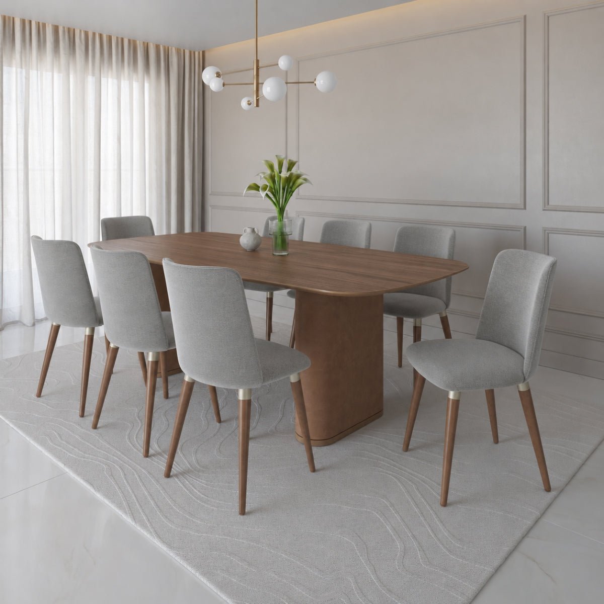 Conjunto de Jantar Mesa Retangular Lintz 8 Cadeiras Dakota - Província - Mesa 8 Cadeiras