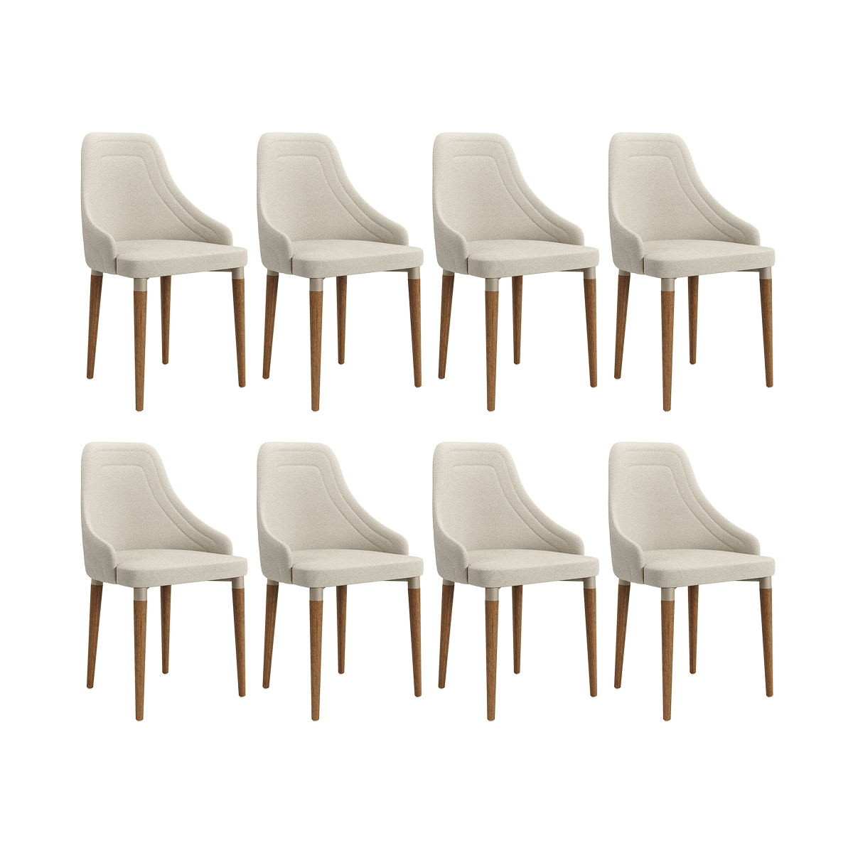 Conjunto de Jantar Mesa Retangular Lintz 8 Cadeiras Evelyn Canella Off White - Província - 