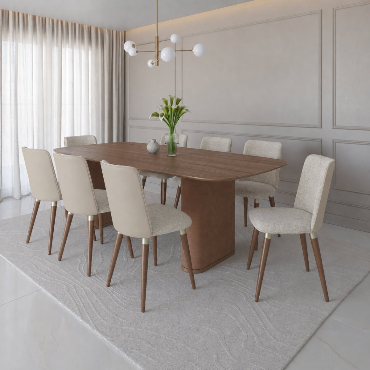 Conjunto de Jantar Mesa Retangular Lintz 8 Cadeiras Giratórias Dakota - Província - Mesa 8 Cadeiras