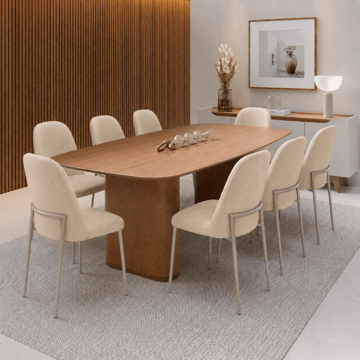 Conjunto de Jantar Mesa Retangular Lintz 8 Cadeiras Lucille - Província - Mesa 8 Cadeiras