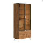 Cristaleira 2 Portas com Vidro Reflecta e Led 100% MDF Atria Canella