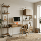 Escrivaninha com 1 Gaveta Voss 120 cm - Freijó c/ Champanhe - Província - Escrivaninhas