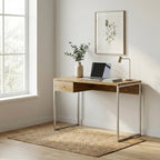 Escrivaninha com 1 Gaveta Voss 120cm Freijó com Champanhe - Província - Escrivaninhas