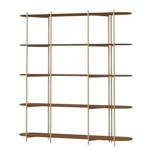 Estante 5 Prateleiras Aço com MDF Enya 180cm Canella com Champanhe - Província - Estante