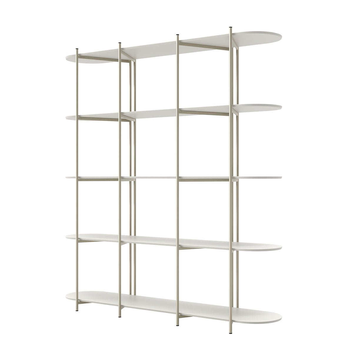 Estante 5 Prateleiras Aço com MDF Enya 180cm Off - White Fosco com Champanhe - Província - Estante