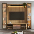 Estante para TV até 75 Polegadas com 2 Cristaleiras Vidro Reflecta 100% MDF com Led Lincoln Float 254cm - Província - Rack com painel