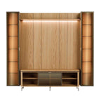 Estante para TV até 75 Polegadas com 2 Cristaleiras Vidro Reflecta 100% MDF com Led Lincoln Float 254cm - Província - Rack com painel
