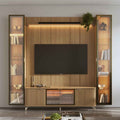 Estante para TV até 75 Polegadas com 2 Cristaleiras Vidro Reflecta 100% MDF com Led Neon Float 254cm - Província - Rack com painel