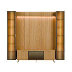 Estante para TV até 75 Polegadas com 2 Cristaleiras Vidro Reflecta 100% MDF com Led Neon Float 254cm - Província - Rack com painel