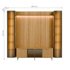 Estante para TV até 75 Polegadas com 2 Cristaleiras Vidro Reflecta 100% MDF com Led Neon Float 254cm - Província - Rack com painel